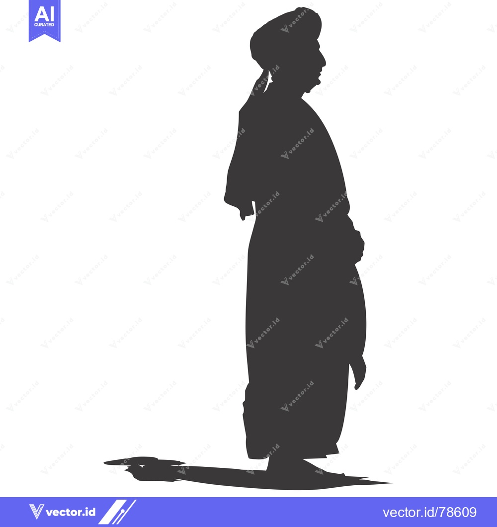 Premium Vector dari Silhouette of a Man Wearing Traditional Headwear