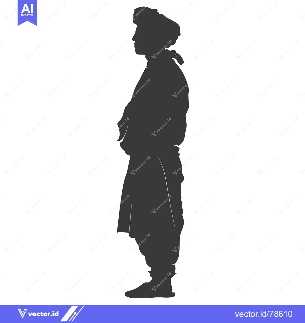 Premium Vector of Silhouette of a Person Wearing Traditional Clothing