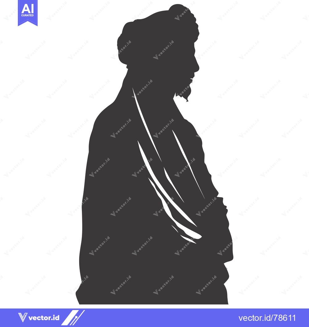 Premium Vector of Silhouette of a Man Wearing a Turban and Traditional Clothing