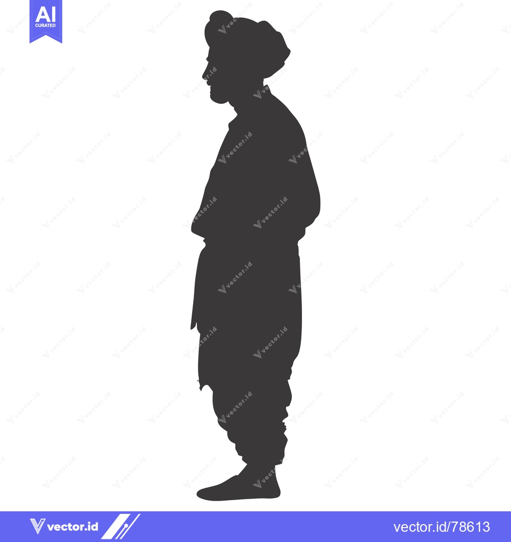 Premium Vector dari Silhouette of a Man in Traditional Clothing