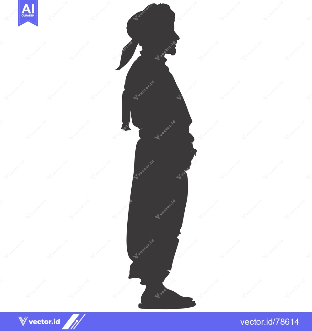 Premium Vector of Silhouette of a Man Wearing a Turban and Traditional Clothing