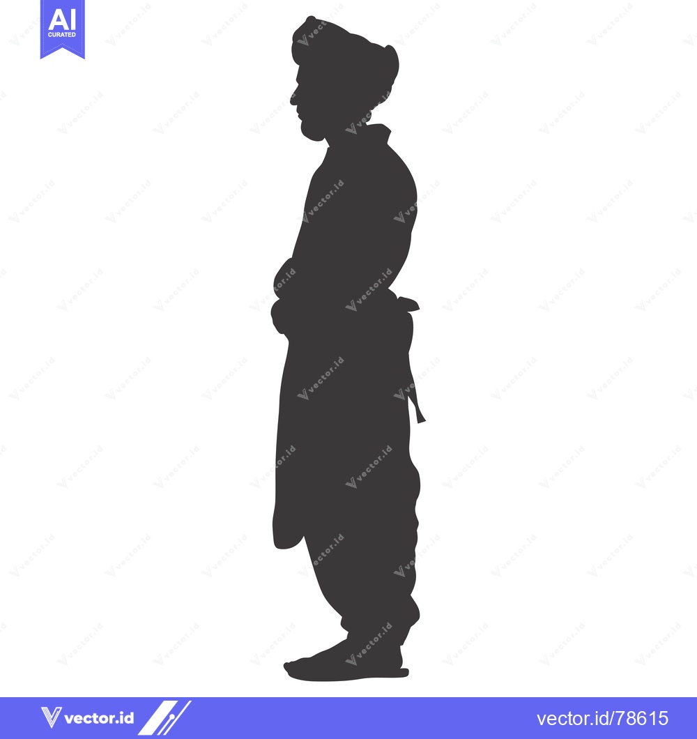 Premium Vector of Silhouette of a man wearing a turban and traditional clothing