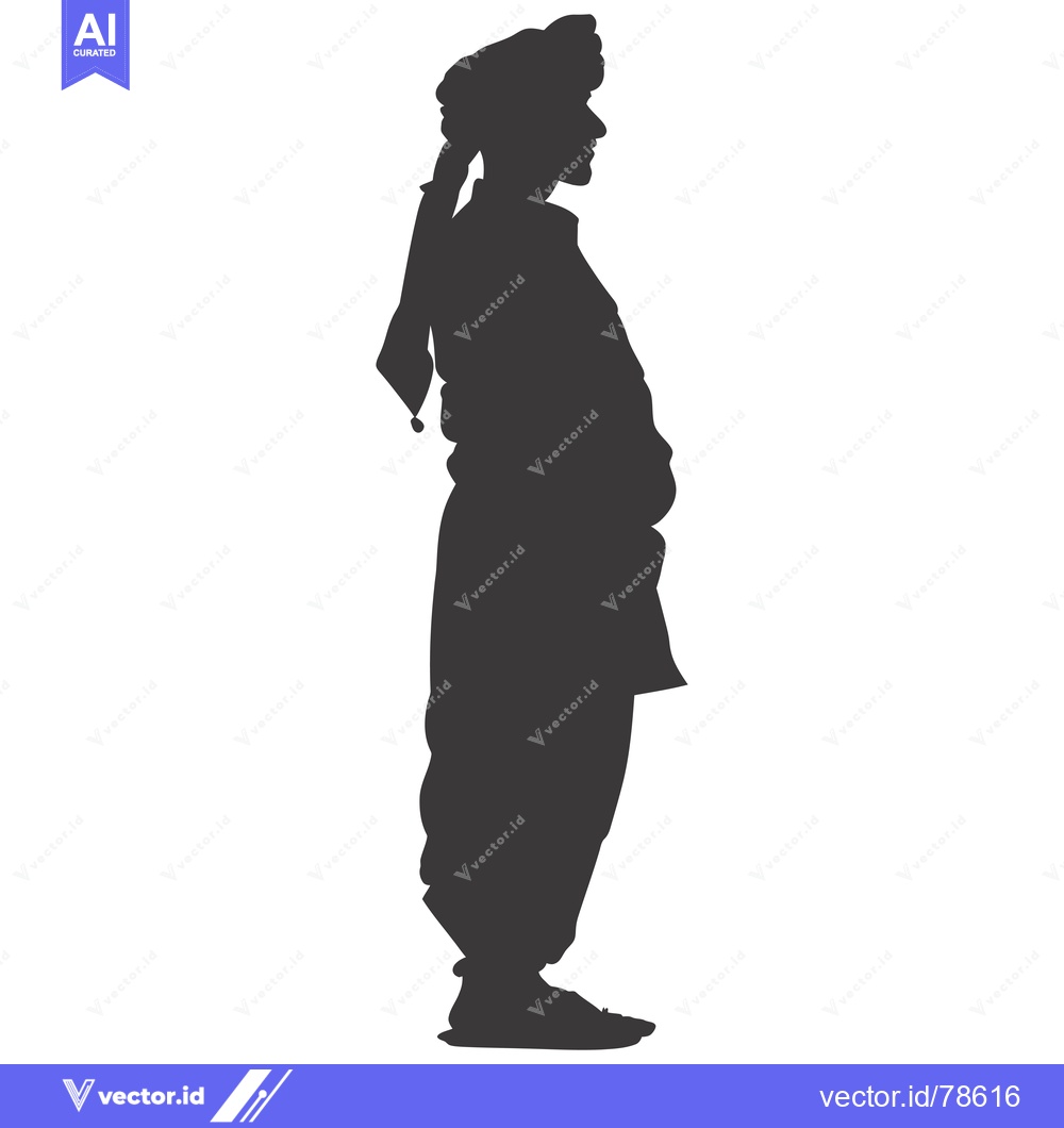 Premium Vector dari Silhouette of a Person Wearing a Headscarf and Traditional Clothing