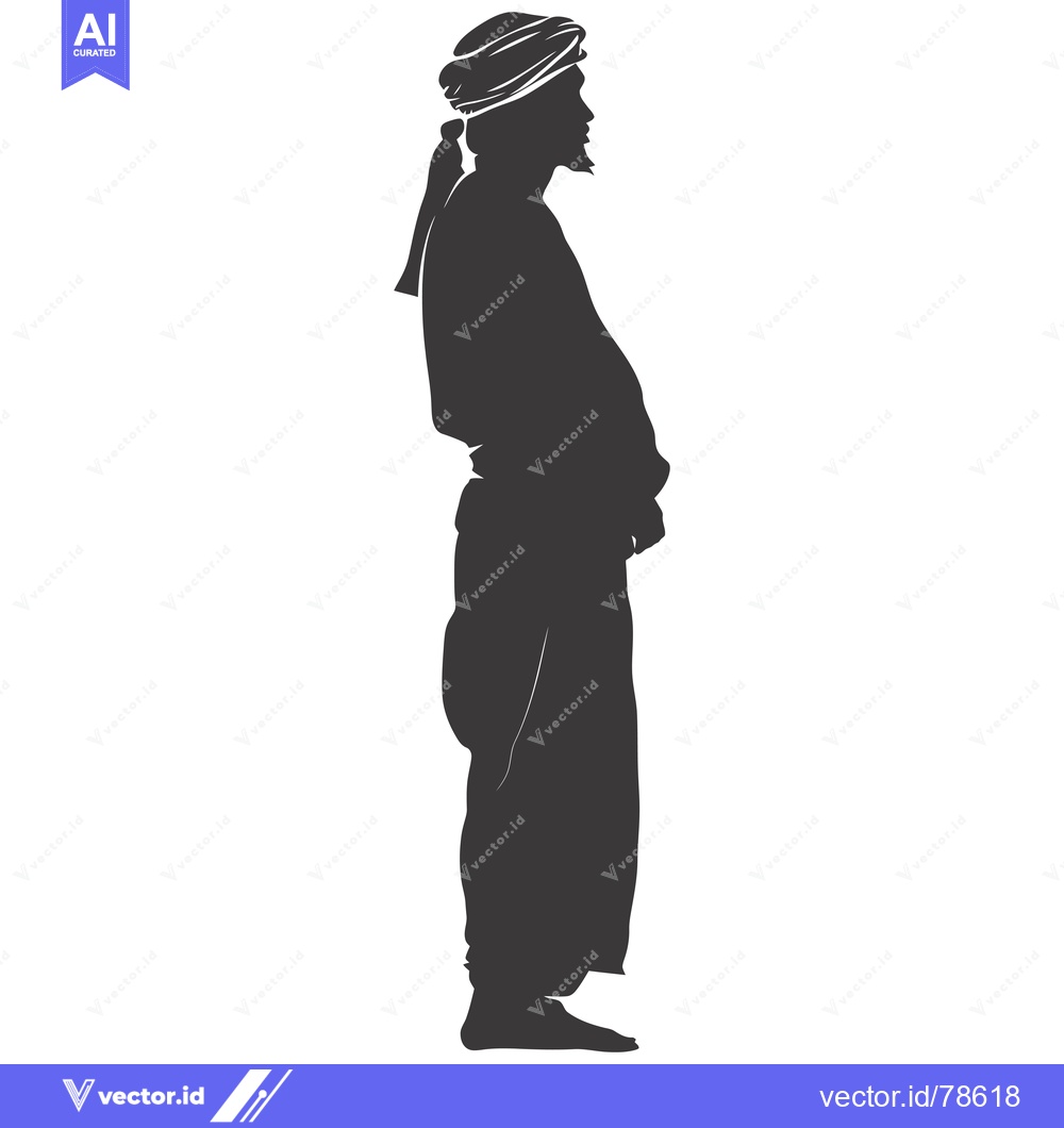 Premium Vector dari Silhouette of a Man Wearing a Turban and Traditional Clothing