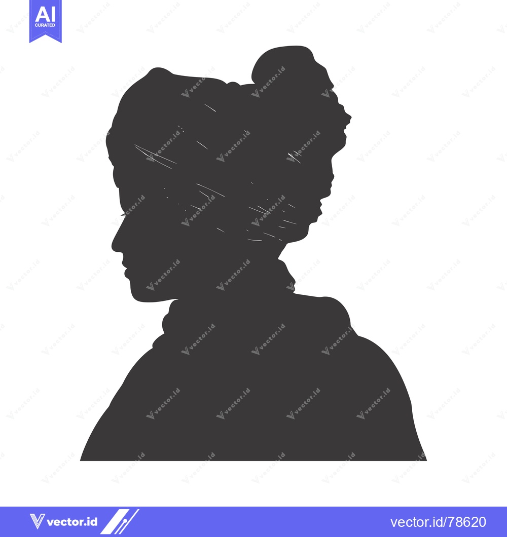 Premium Vector of Silhouette of a Woman with Hair in a Bun, Facing Right