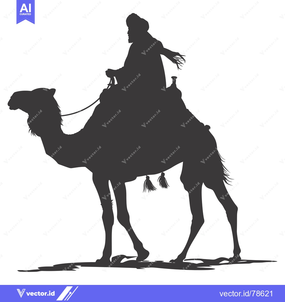 Premium Vector dari Silhouette of a Man Riding a Camel