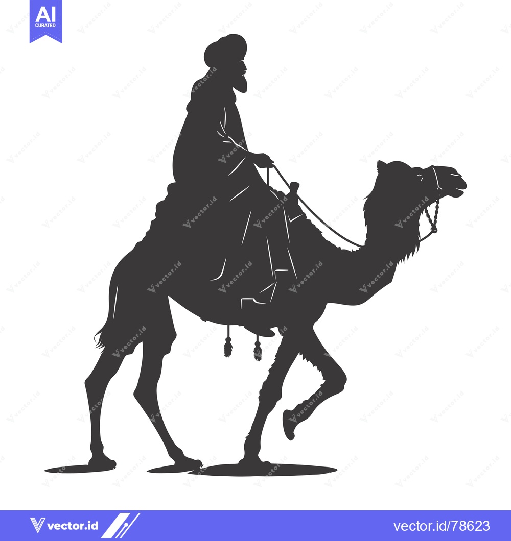 Premium Vector of Silhouette of a Man Riding a Camel