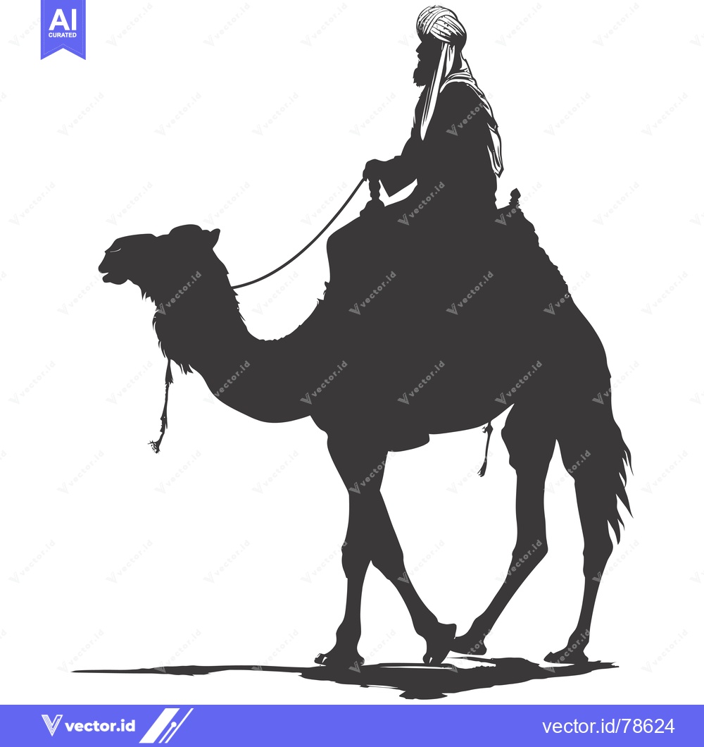 Premium Vector dari Silhouette of a Man Riding a Camel