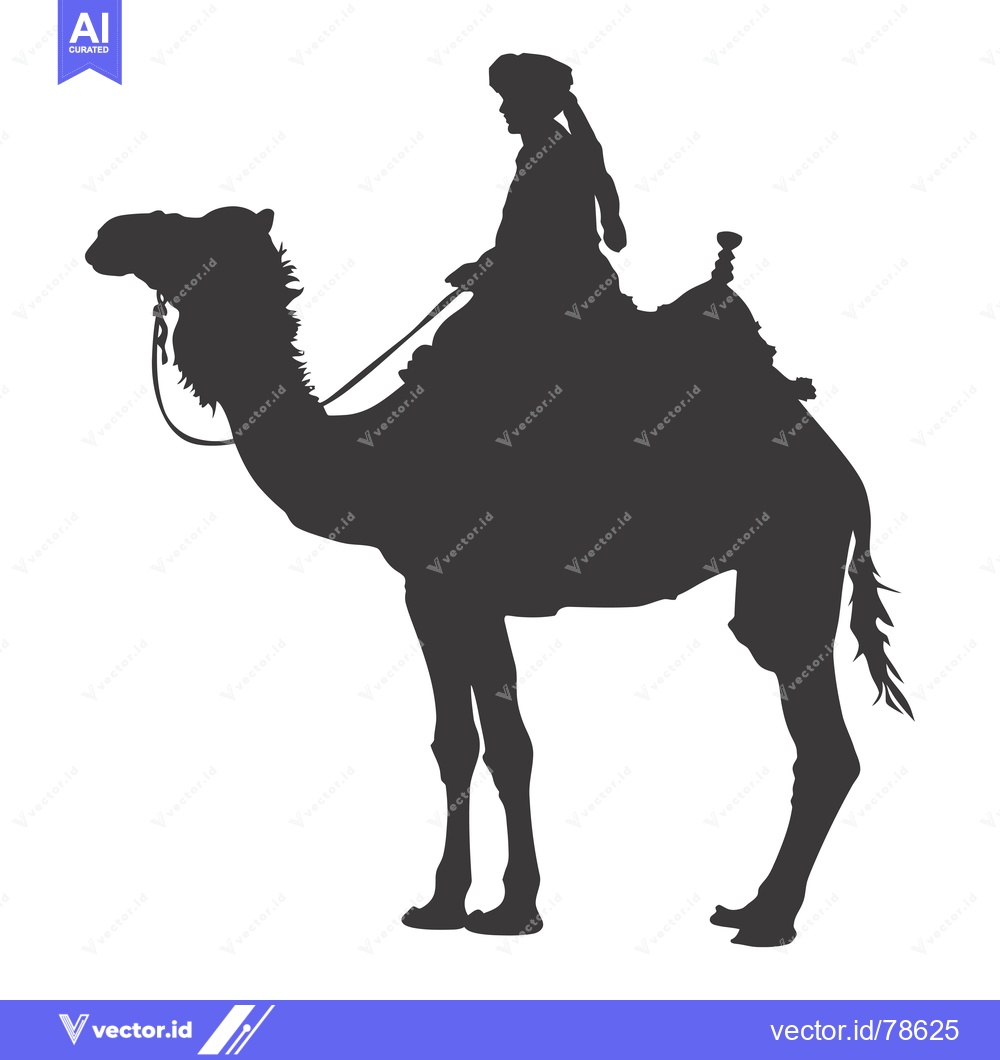 Premium Vector dari Silhouette of a person riding a camel
