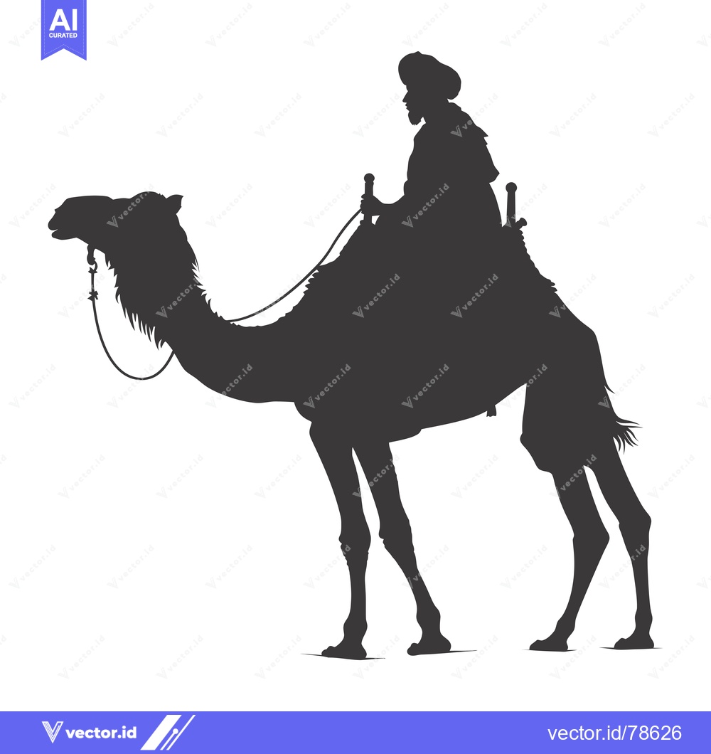 Premium Vector dari Silhouette of a Man Riding a Camel