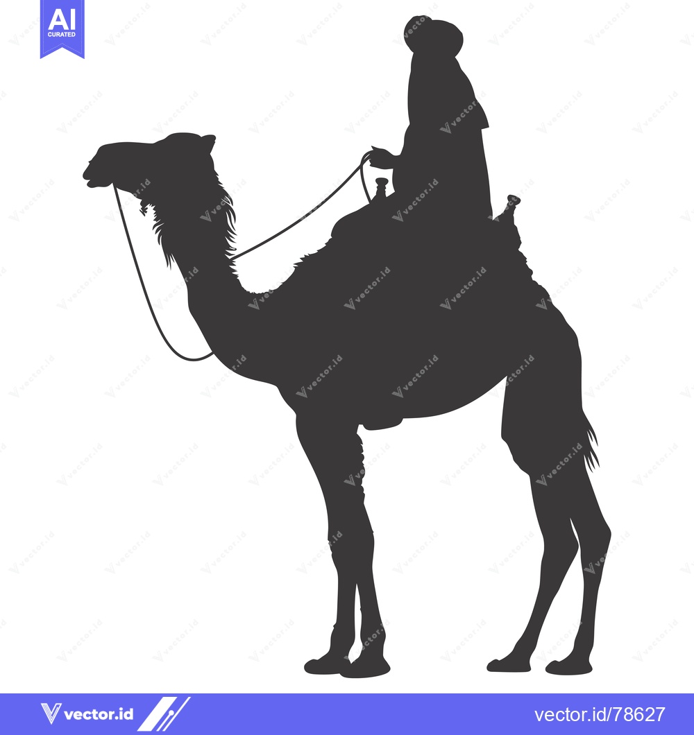 Premium Vector dari Silhouette of a Person Riding a Camel