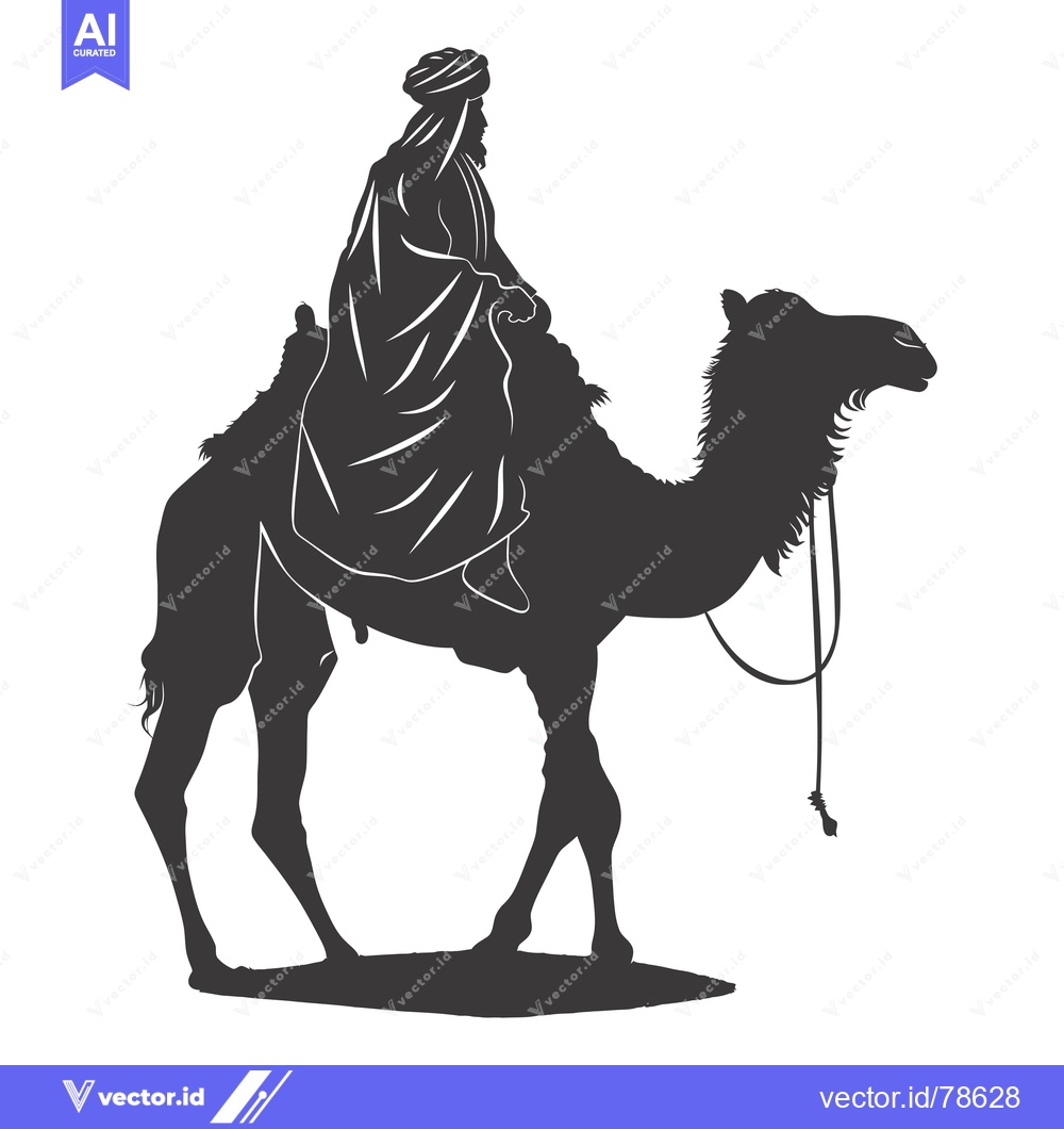 Premium Vector of Silhouette of a Man Riding a Camel