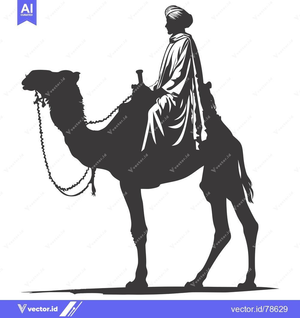 Premium Vector dari Silhouette of a Man Riding a Camel