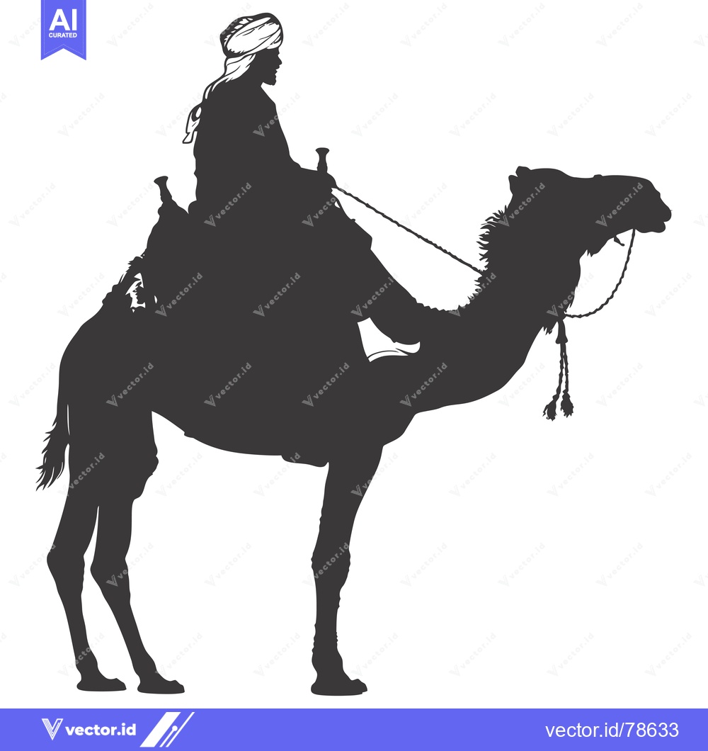 Premium Vector of Silhouette of a Man Riding a Camel
