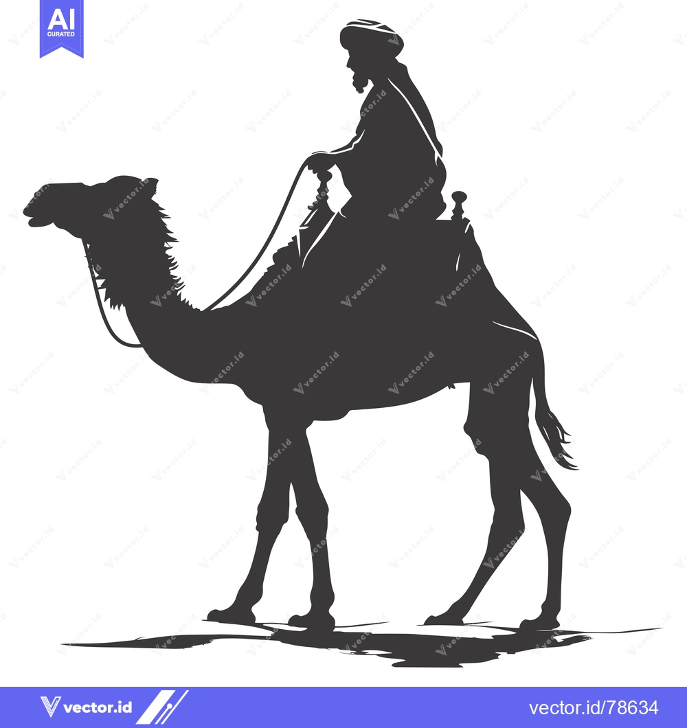 Premium Vector dari Silhouette of a Man Riding a Camel