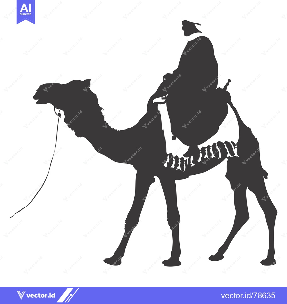 Premium Vector dari Silhouette of a man riding a camel