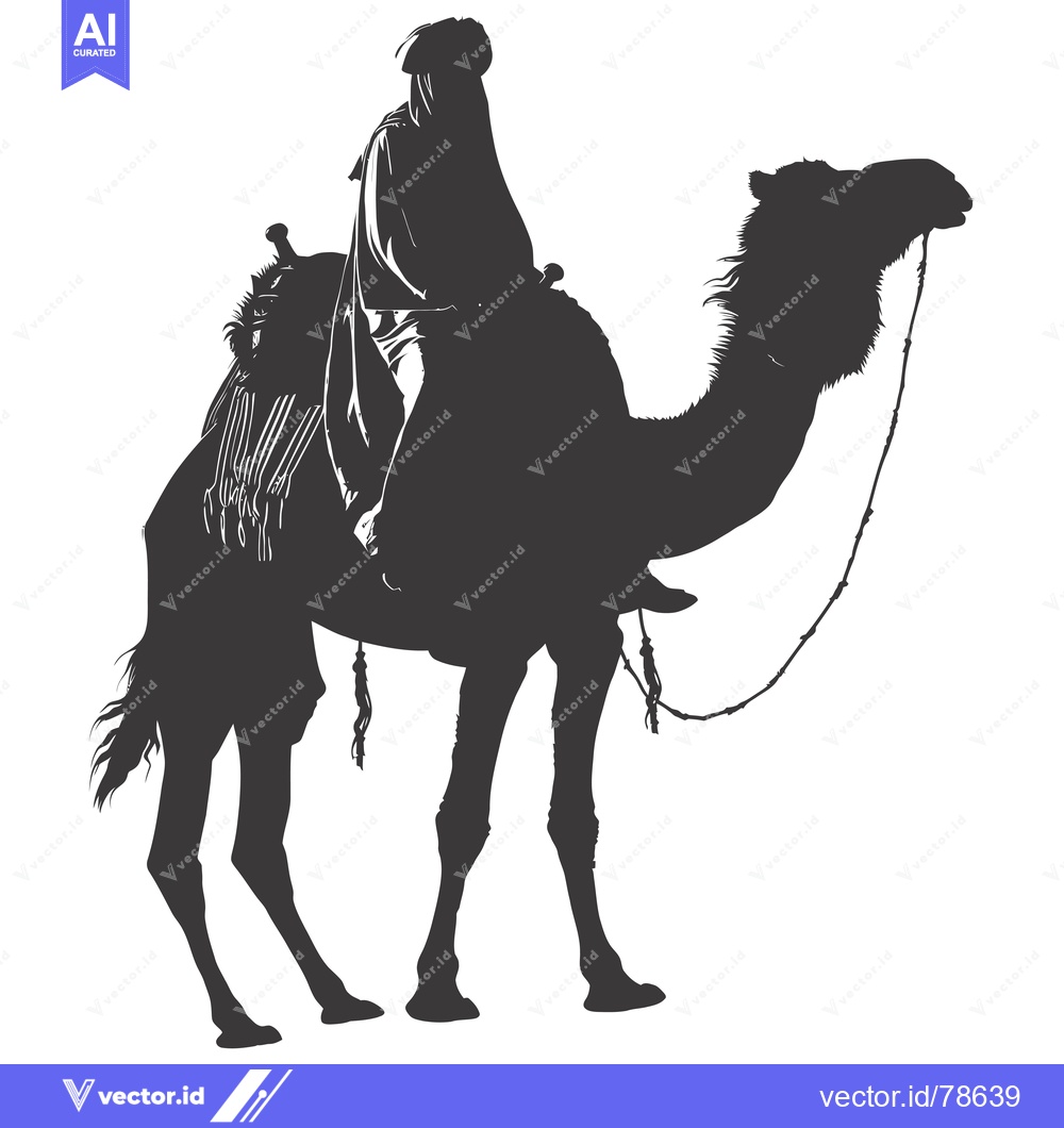 Premium Vector dari Silhouette of a Person Riding a Camel