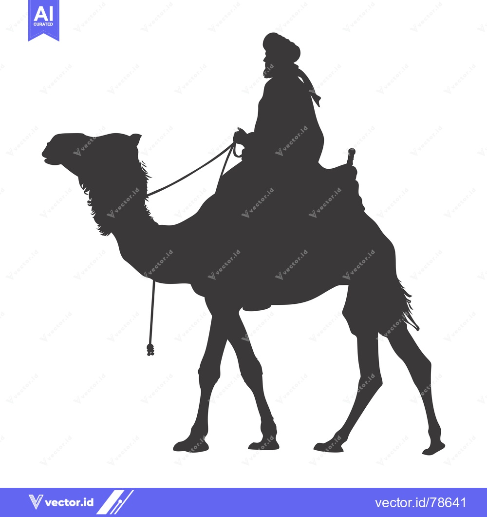 Premium Vector dari Silhouette of a Person Riding a Camel
