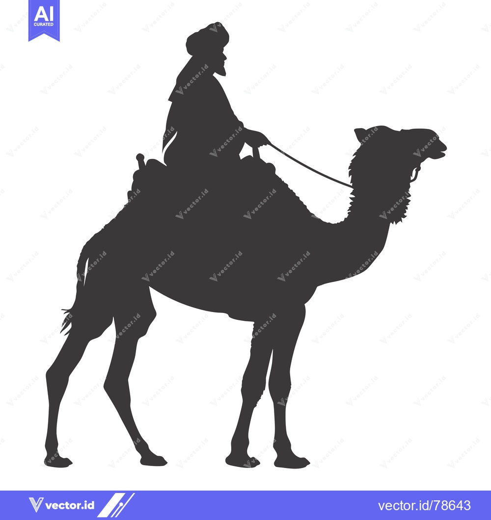 Premium Vector dari Silhouette of a Man Riding a Camel