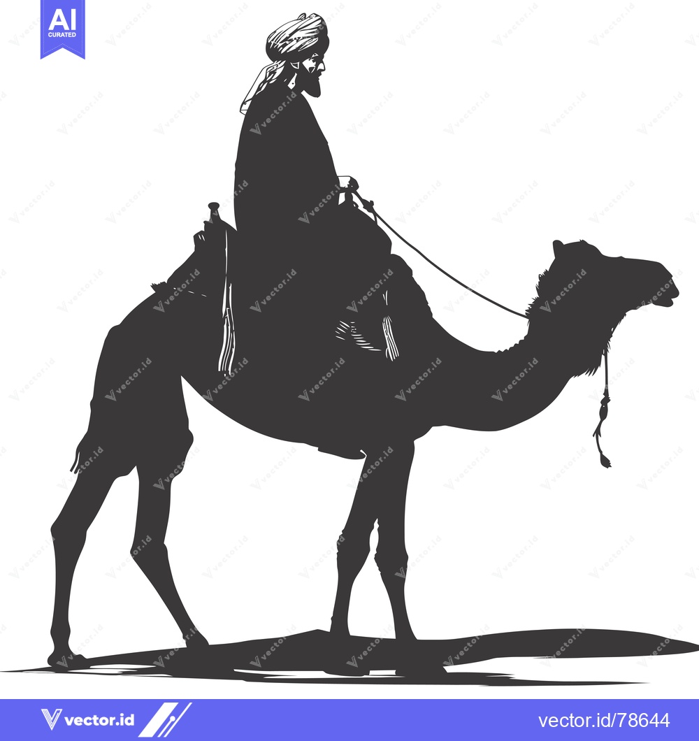 Premium Vector of Silhouette of a Man Riding a Camel