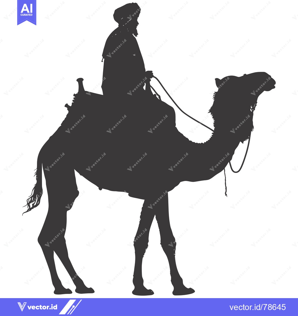 Premium Vector dari Silhouette of a Man Riding a Camel