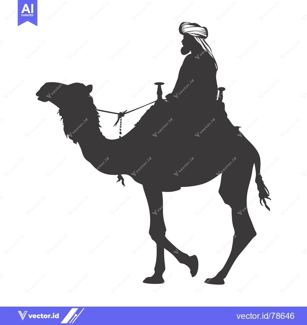 Premium Vector of Silhouette of a Man Riding a Camel