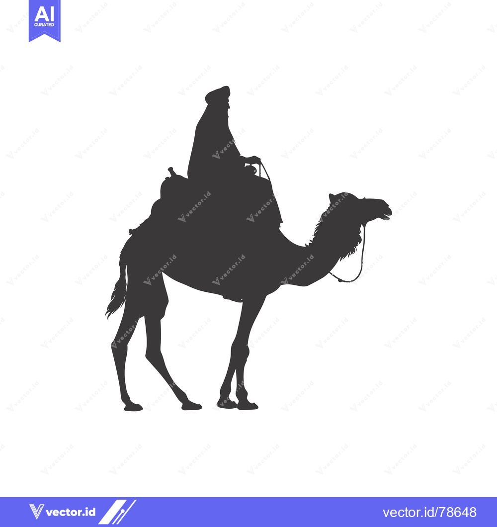 Premium Vector of Silhouette of a Man Riding a Camel