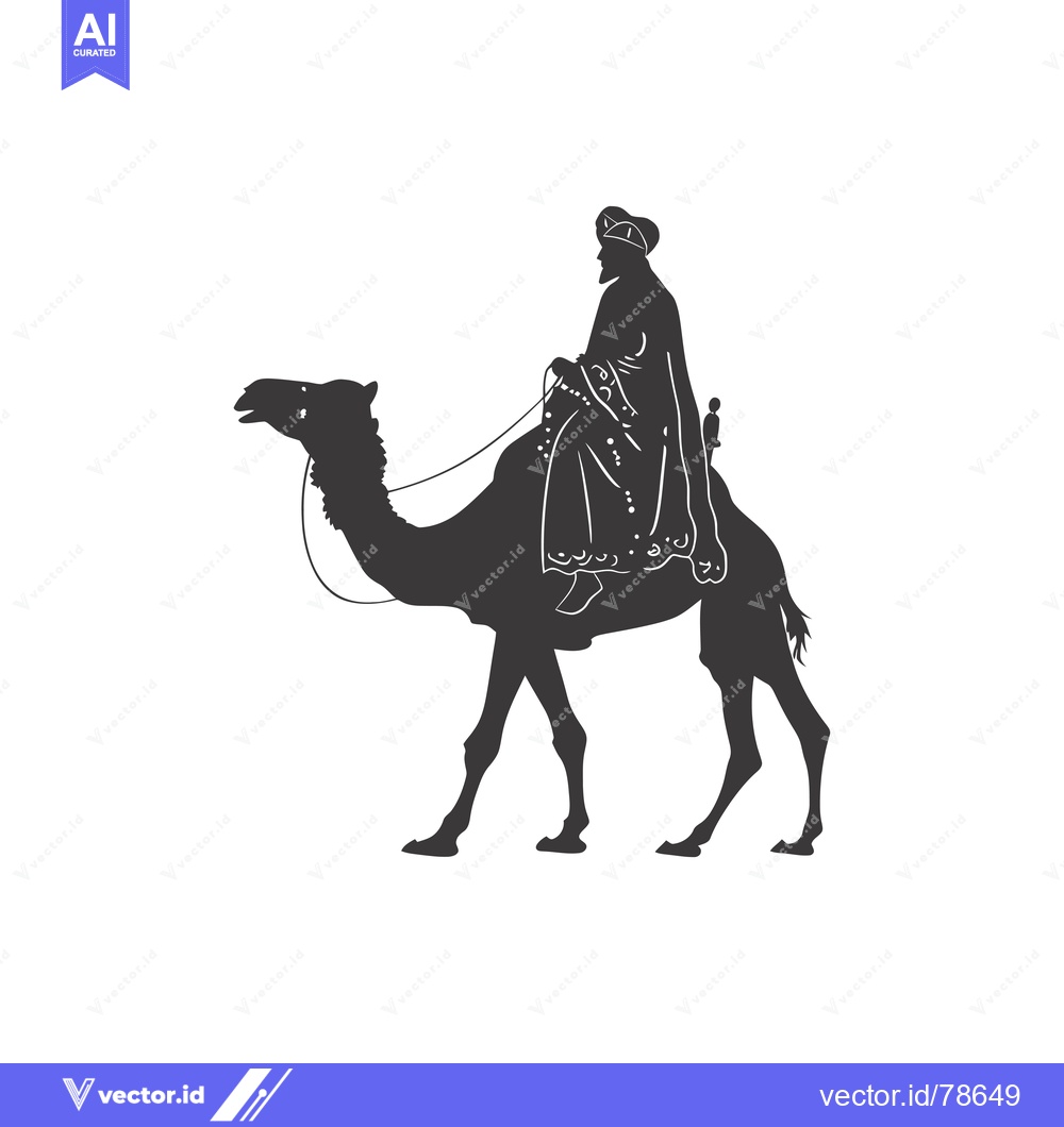 Premium Vector of Silhouette of a Man Riding a Camel