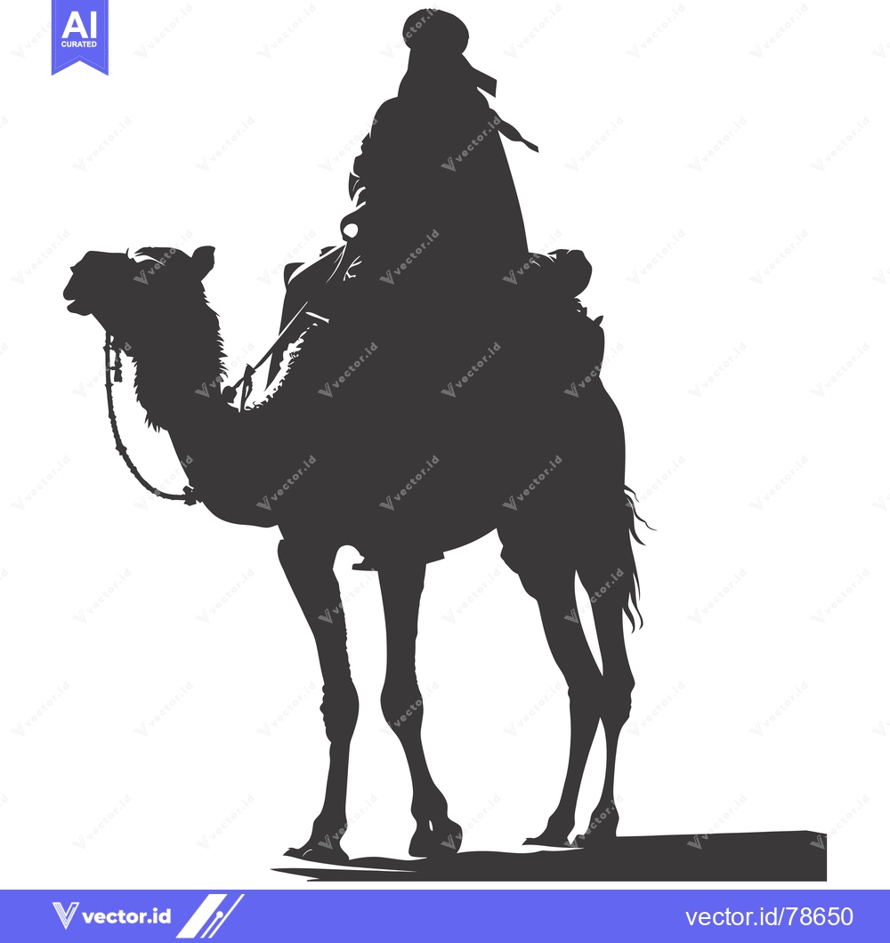 Premium Vector dari Silhouette of a Person Riding a Camel