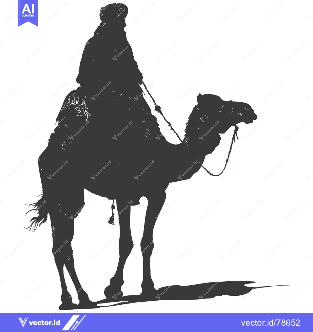 Premium Vector dari Silhouette of a person riding a camel