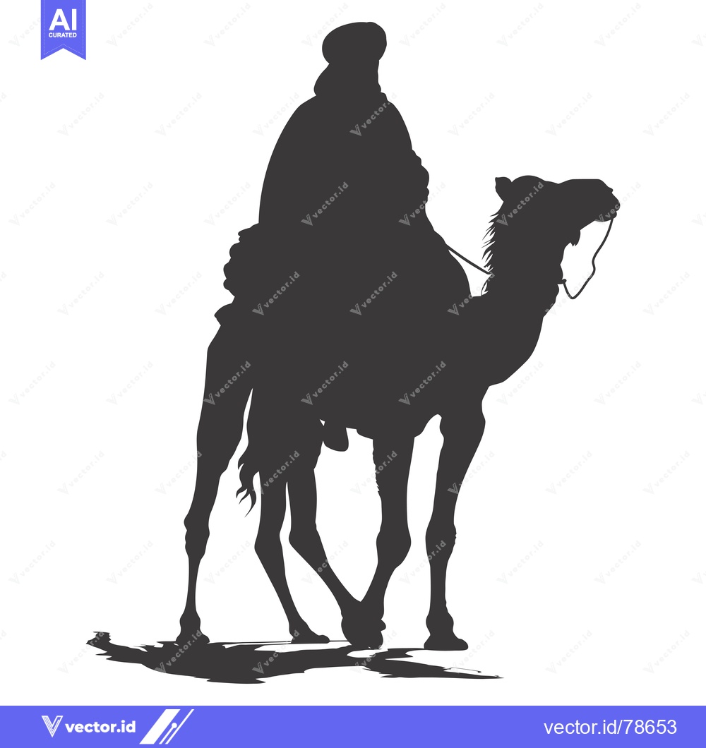 Premium Vector dari Silhouette of a Person Riding a Camel