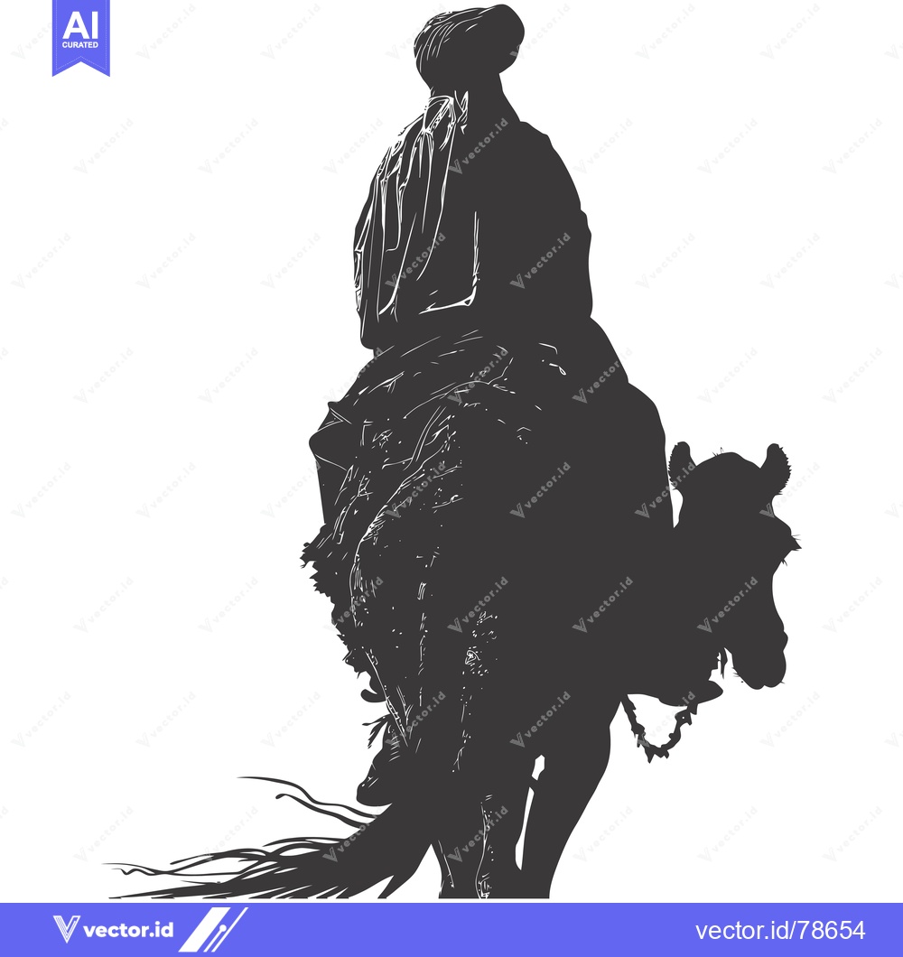 Premium Vector dari Silhouette of a Person Riding a Camel