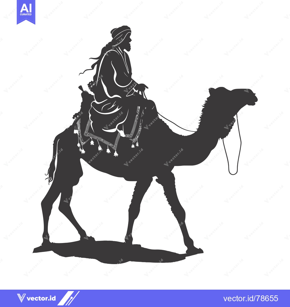 Premium Vector dari Silhouette of a Man Riding a Camel