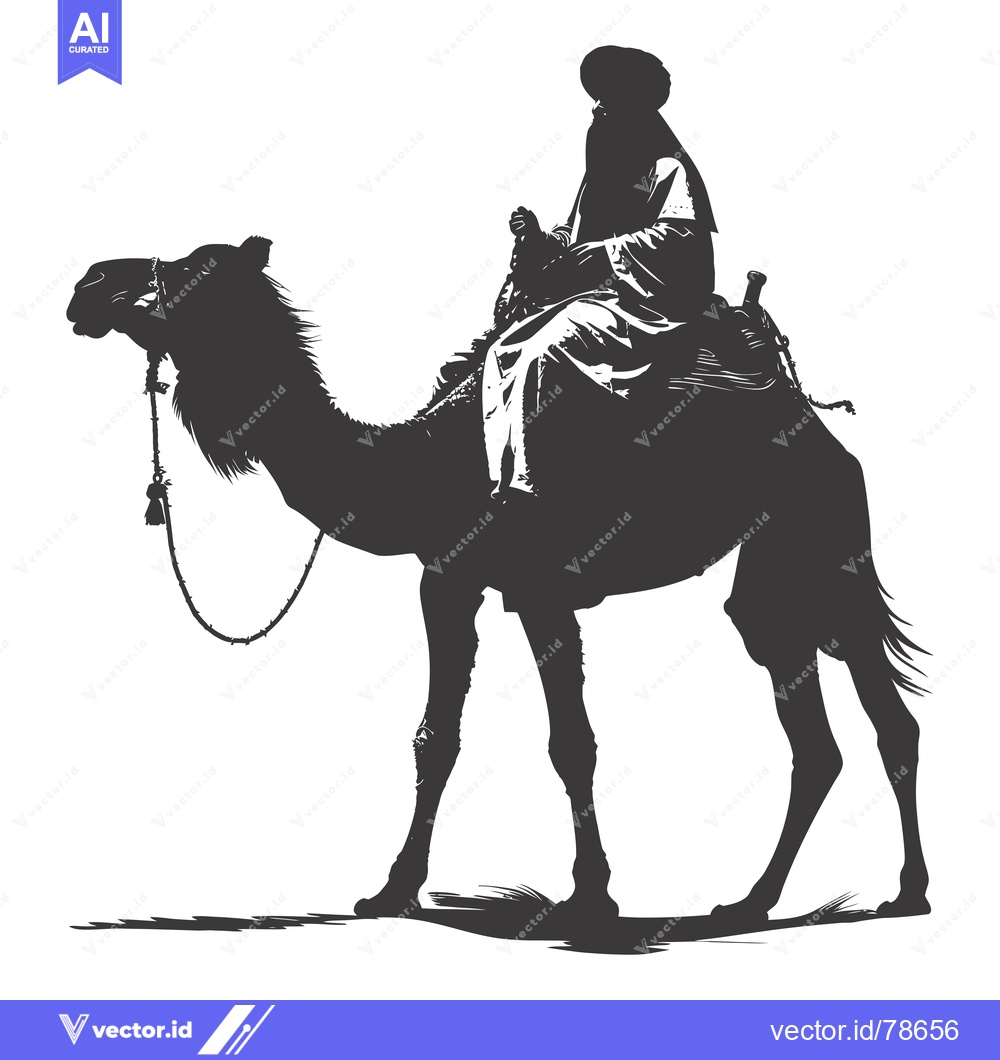Premium Vector of Silhouette of a Man Riding a Camel