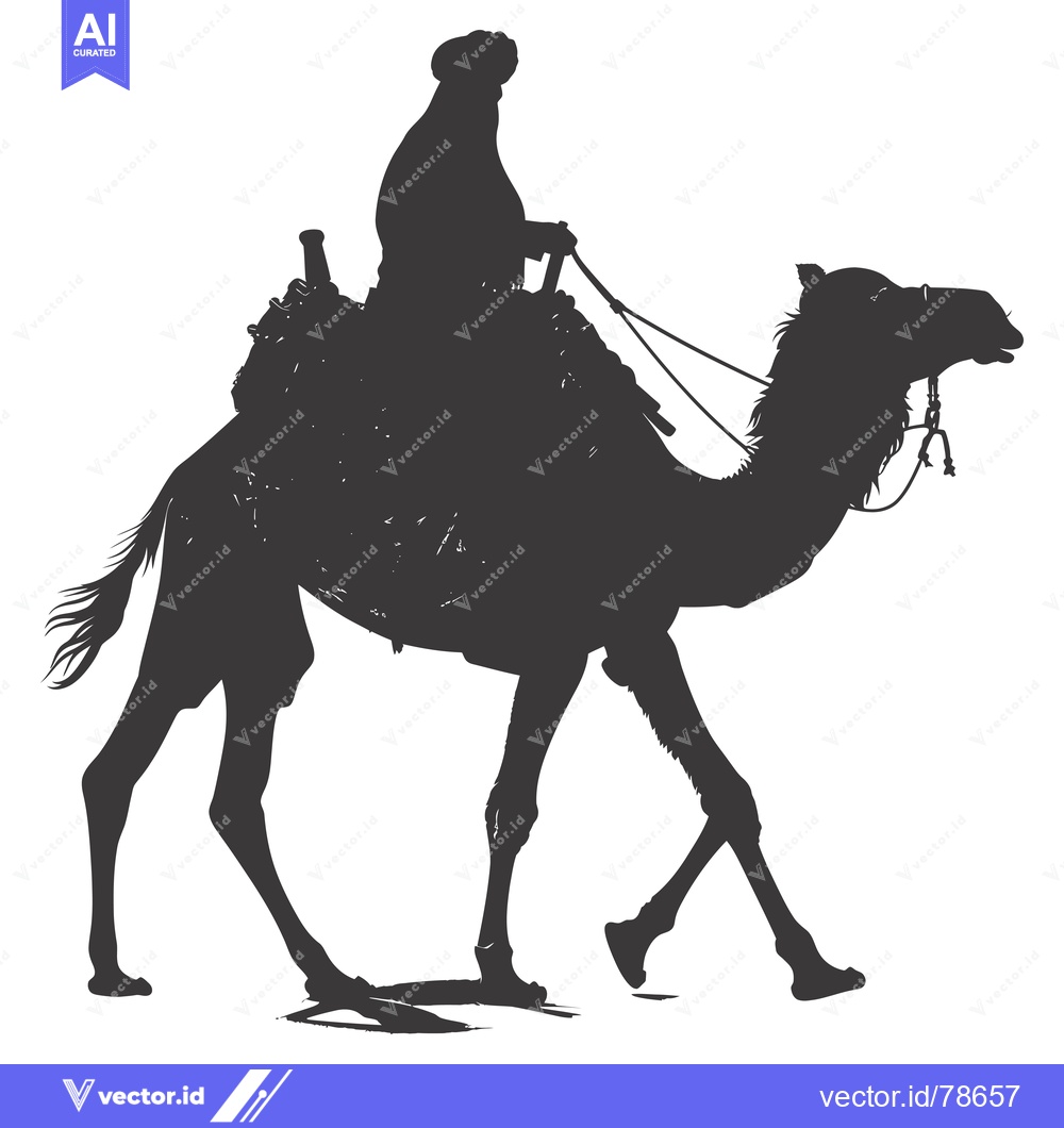 Premium Vector dari Silhouette of a Person Riding a Camel