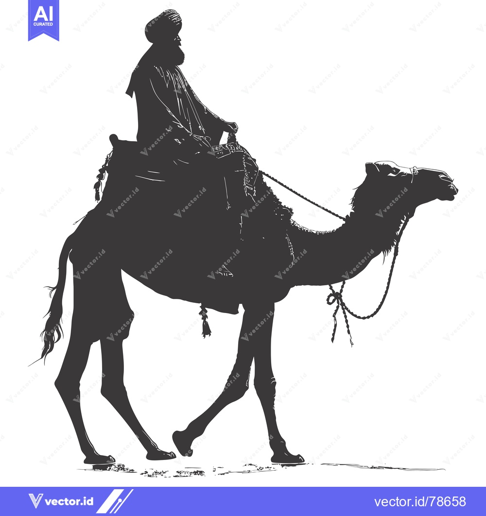 Premium Vector dari Silhouette of a Man Riding a Camel