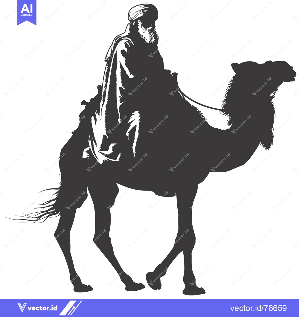 Premium Vector dari Silhouette of a Man Riding a Camel