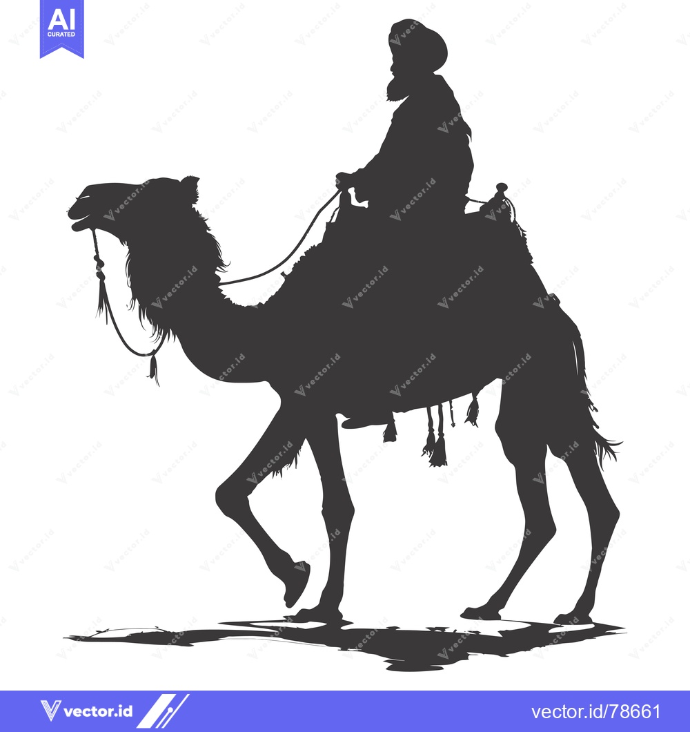 Premium Vector of Silhouette of a Man Riding a Camel