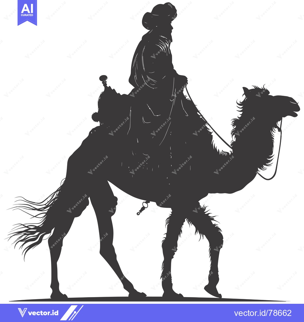 Premium Vector dari Silhouette of a Man Riding a Camel