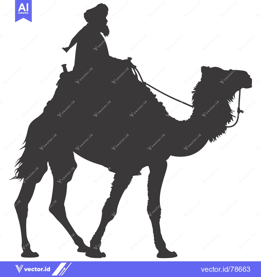 Premium Vector dari Silhouette of a Person Riding a Camel