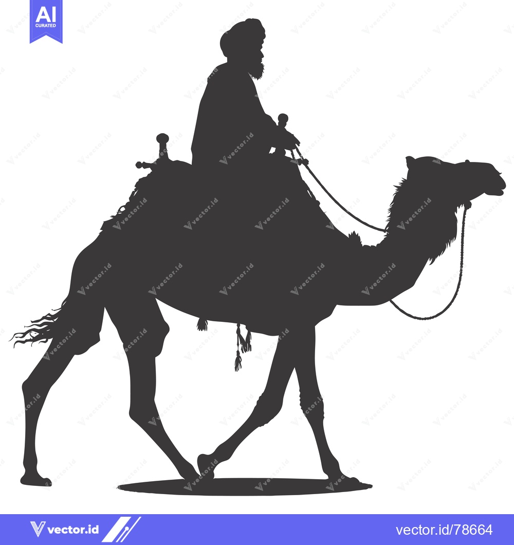 Premium Vector dari Silhouette of a Man Riding a Camel