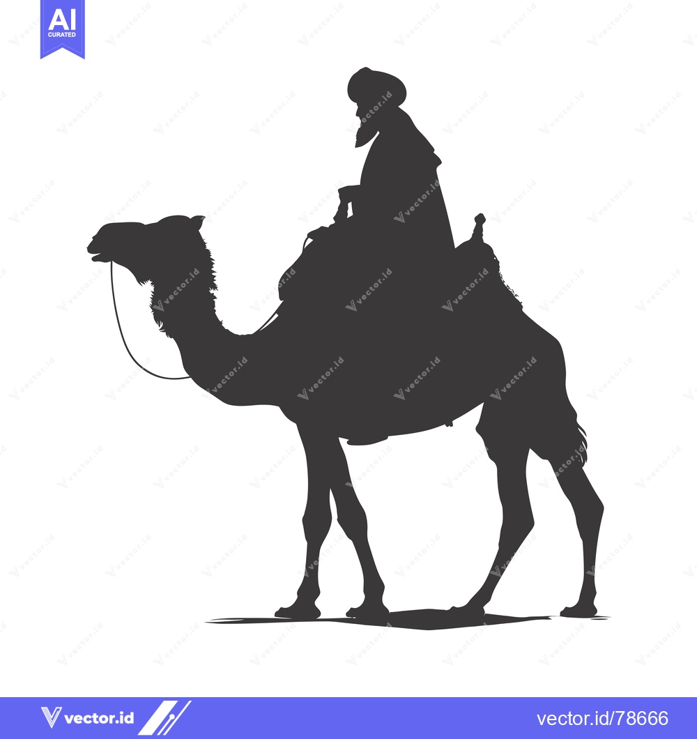 Premium Vector dari Silhouette of a Man Riding a Camel