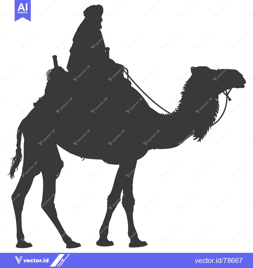 Premium Vector of Silhouette of a Man Riding a Camel