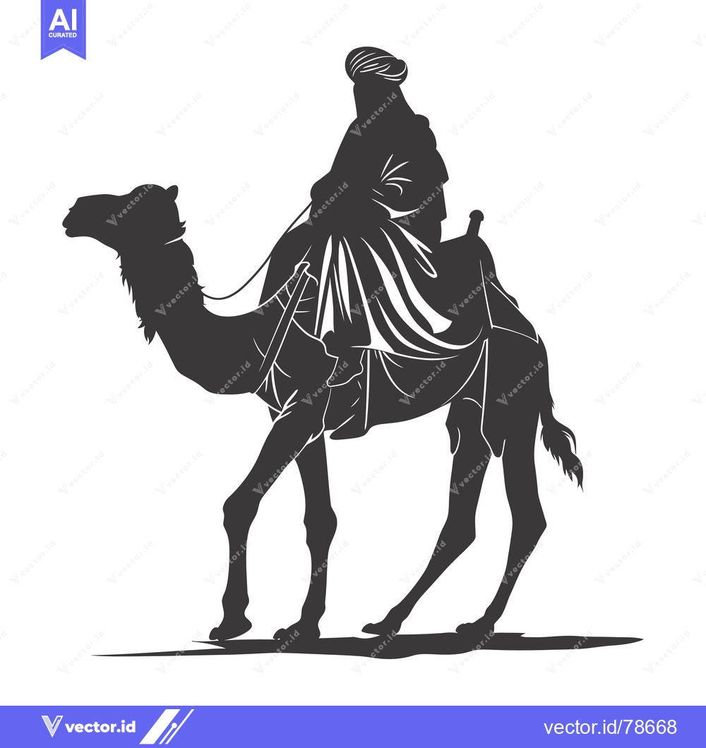 Premium Vector of Silhouette of a Man Riding a Camel