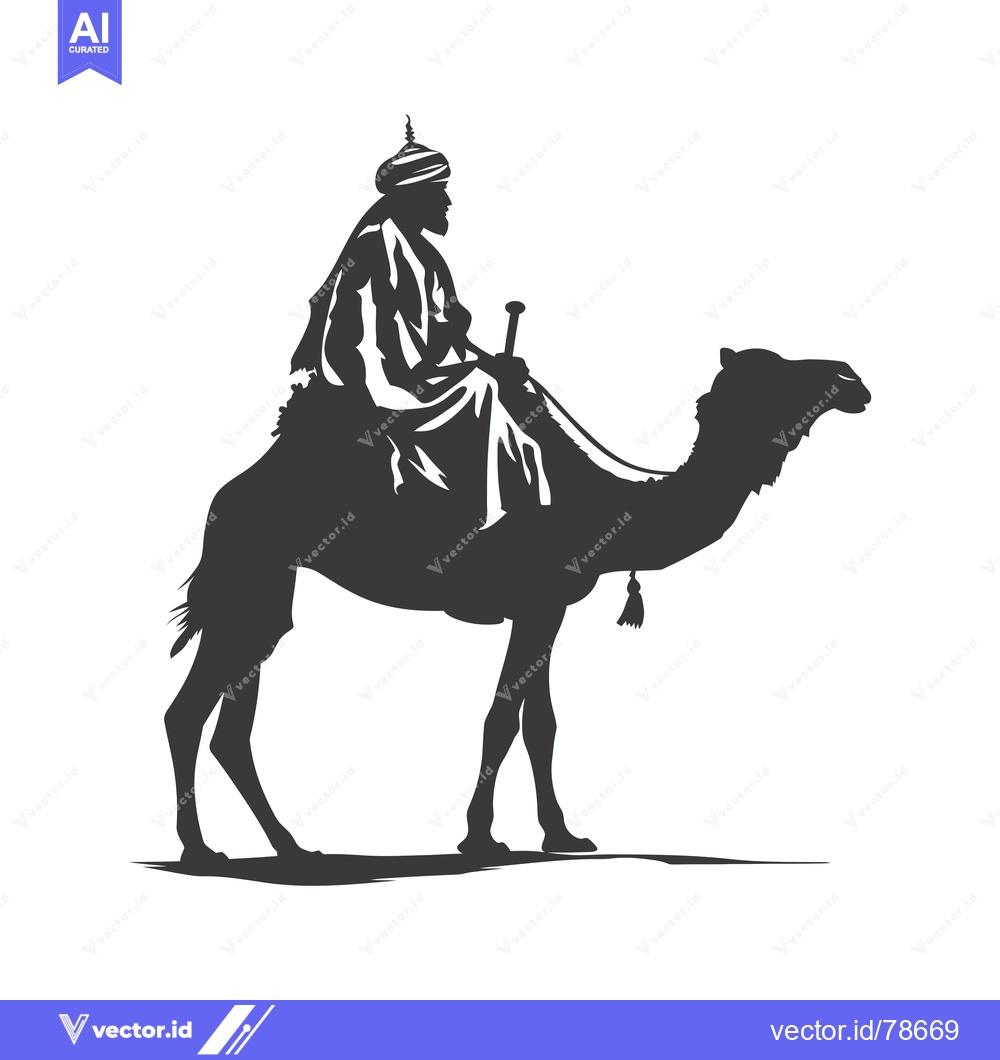 Premium Vector dari Silhouette of a Man Riding a Camel