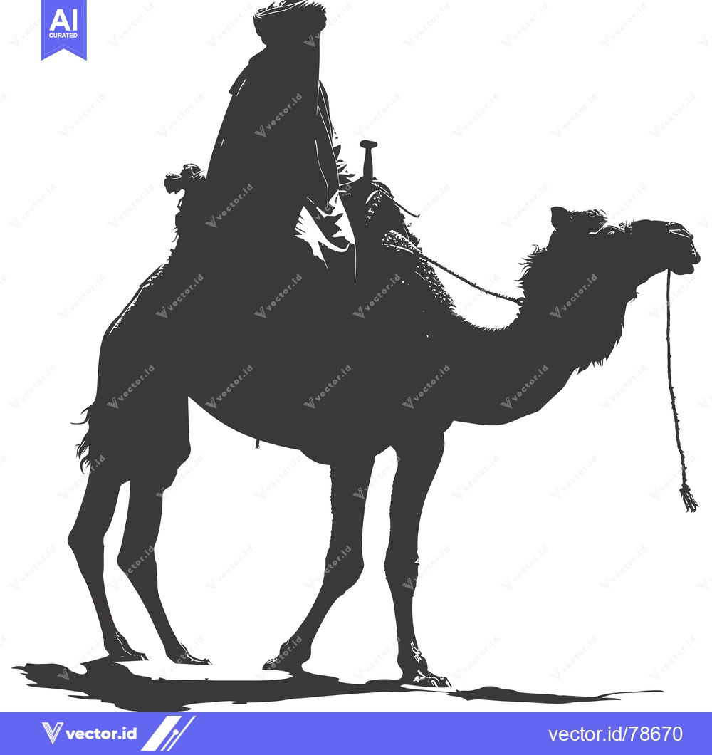Premium Vector dari Silhouette of a Man Riding a Camel