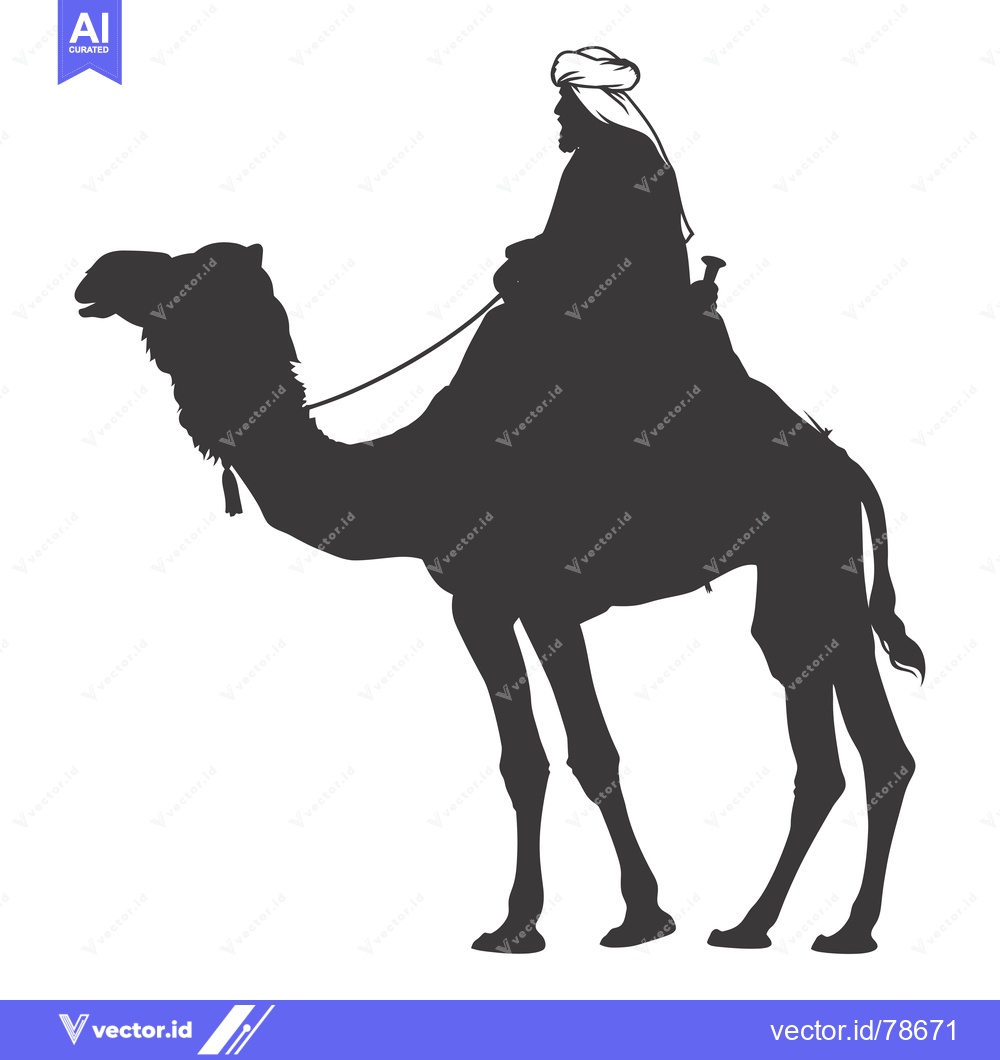 Premium Vector of Silhouette of a Man Riding a Camel