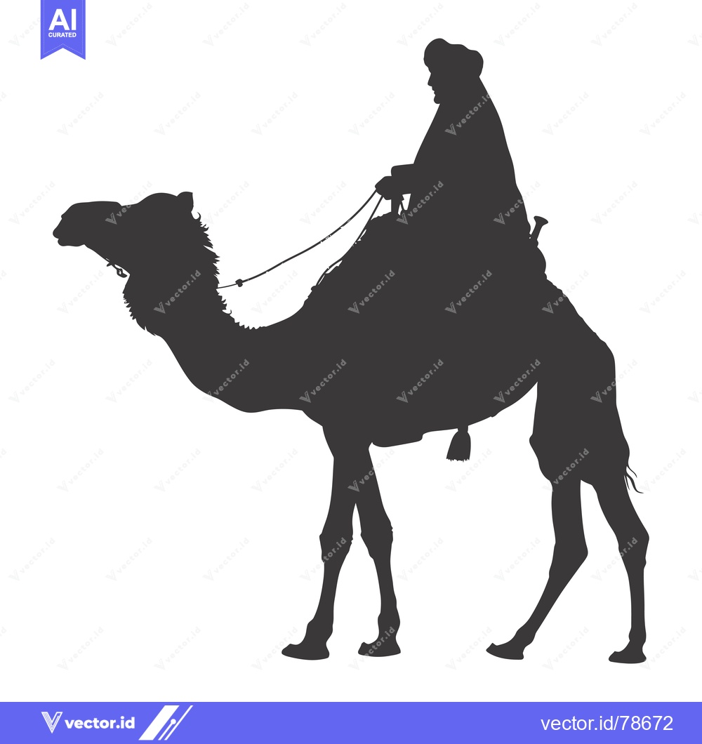Premium Vector dari Silhouette of a Person Riding a Camel