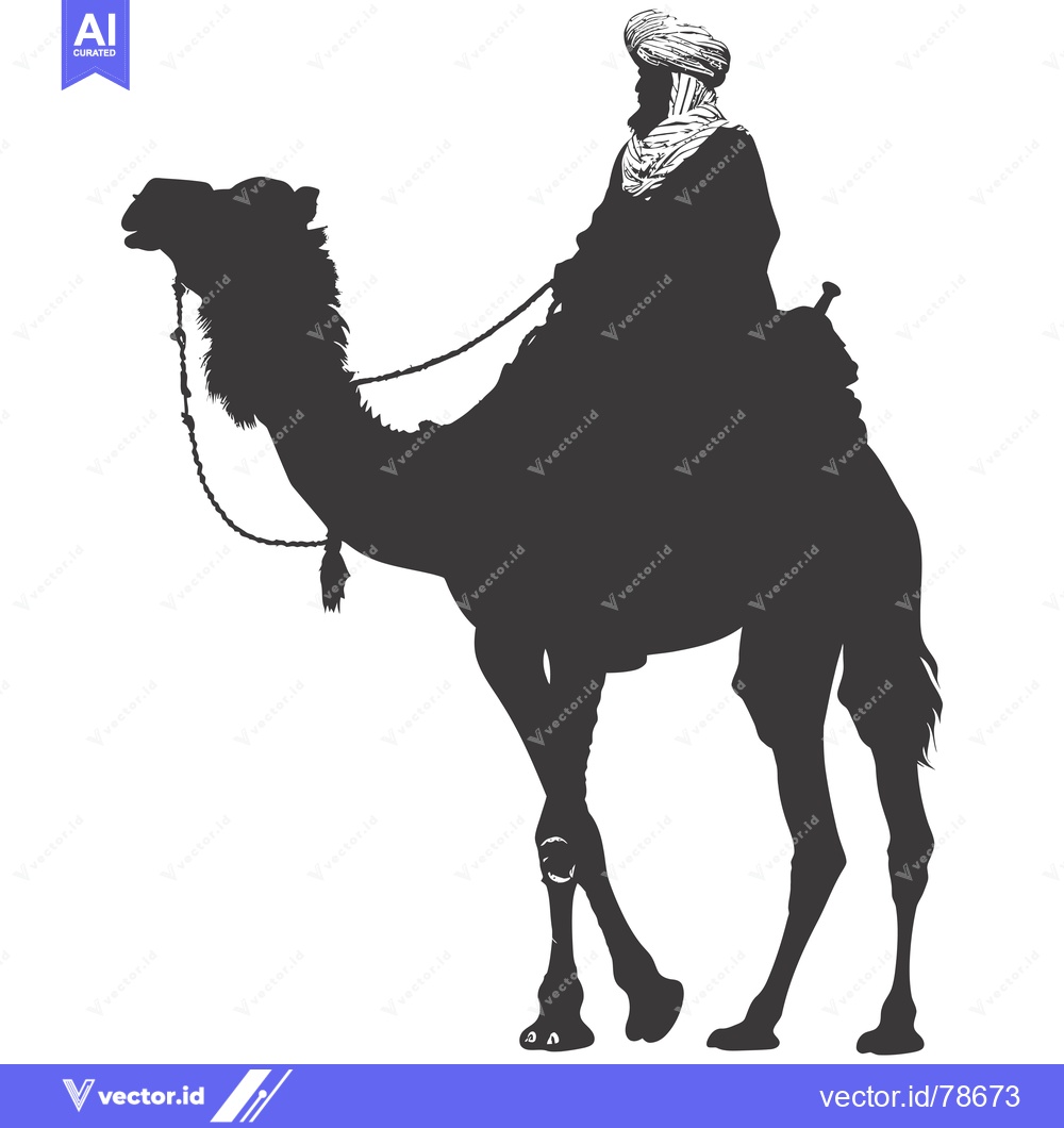 Premium Vector dari Silhouette of a Man Riding a Camel