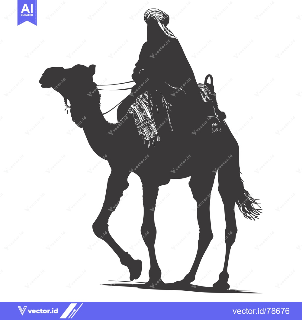 Premium Vector of Silhouette of a Person Riding a Camel